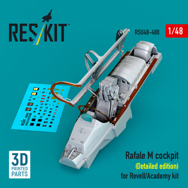 Dassault Rafale M Cockpit (Detailed edition) for Revell/Academy kit (3D Printed) Scale 1:48 ResKit RSU48-0480 for Aircraft Model Kit