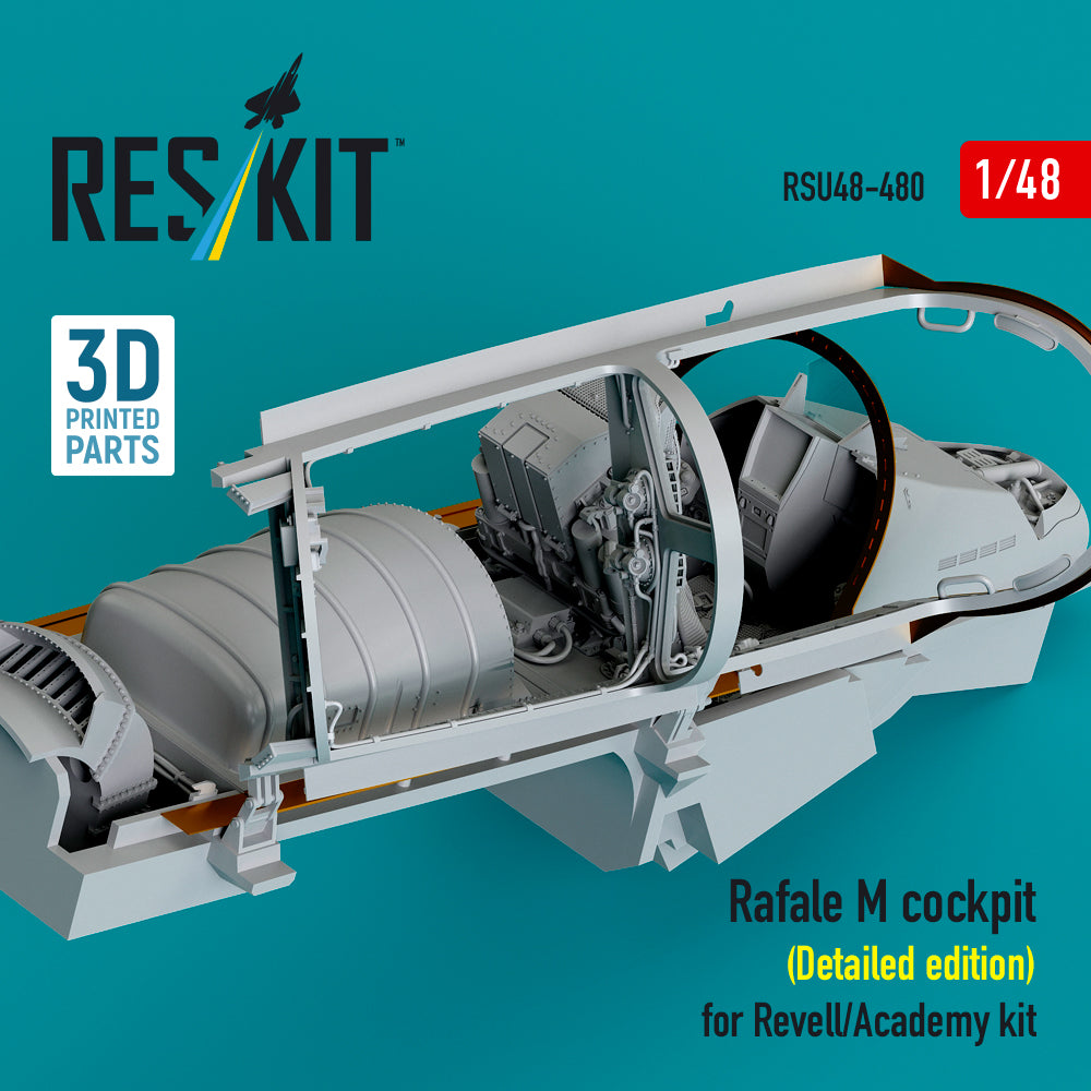 Dassault Rafale M Cockpit (Detailed edition) for Revell/Academy kit (3D Printed) Scale 1:48 ResKit RSU48-0480 for Aircraft Model Kit