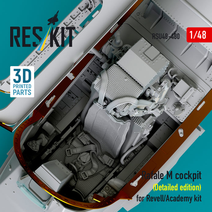 Dassault Rafale M Cockpit (Detailed edition) for Revell/Academy kit (3D Printed) Scale 1:48 ResKit RSU48-0480 for Aircraft Model Kit