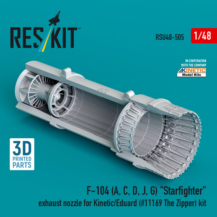 F-104 (A, C, D, J, G) Starfighter exhaust nozzle for Kinetic/Eduard (#11169 The Zipper) kit (3D Printed) Scale 1:48 ResKit RSU48-0505