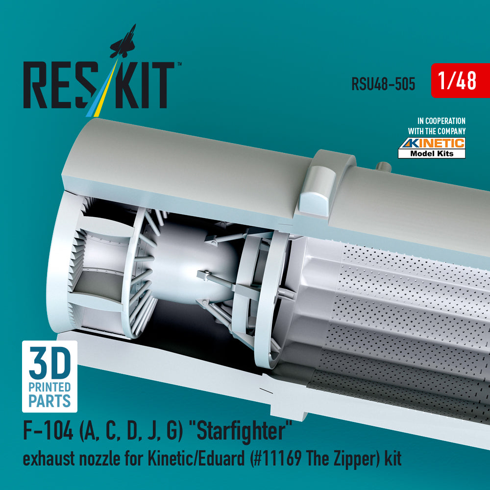 F-104 (A, C, D, J, G) Starfighter exhaust nozzle for Kinetic/Eduard (#11169 The Zipper) kit (3D Printed) Scale 1:48 ResKit RSU48-0505