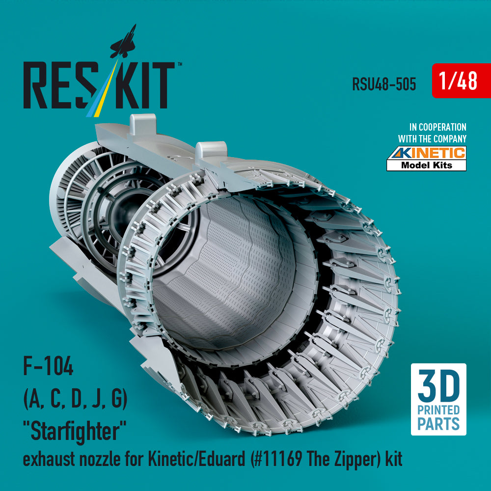 F-104 (A, C, D, J, G) Starfighter exhaust nozzle for Kinetic/Eduard (#11169 The Zipper) kit (3D Printed) Scale 1:48 ResKit RSU48-0505