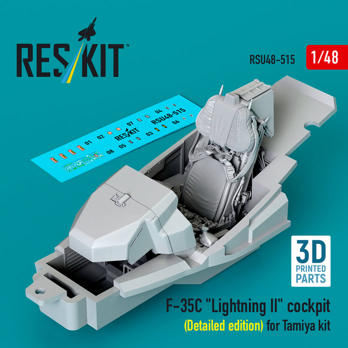F-35C Lightning II cockpit (Detailed edition) for Tamiya kit (3D Printed) Scale 1:48 ResKit RSU48-0515
