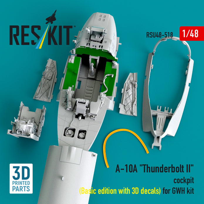 A-10A Thunderbolt II cockpit (Basic edition with 3D decals) for GWH kit (3D Printed) Scale 1:48 ResKit RSU48-0518