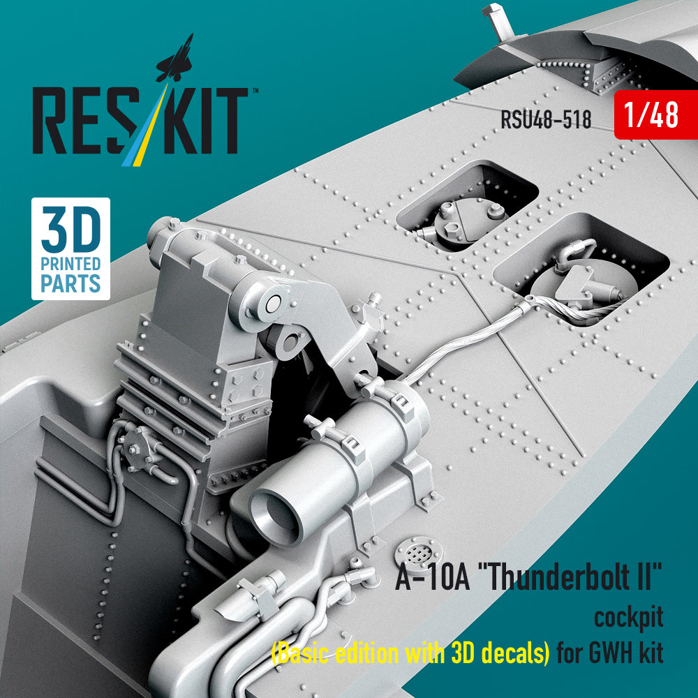 A-10A Thunderbolt II cockpit (Basic edition with 3D decals) for GWH kit (3D Printed) Scale 1:48 ResKit RSU48-0518