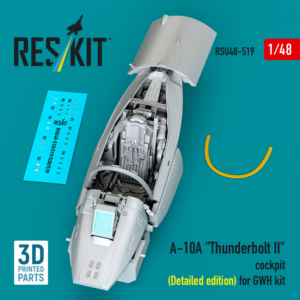 A-10A Thunderbolt II cockpit (Detailed edition) for GWH kit (3D Printed) Scale 1:48 ResKit RSU48-0519