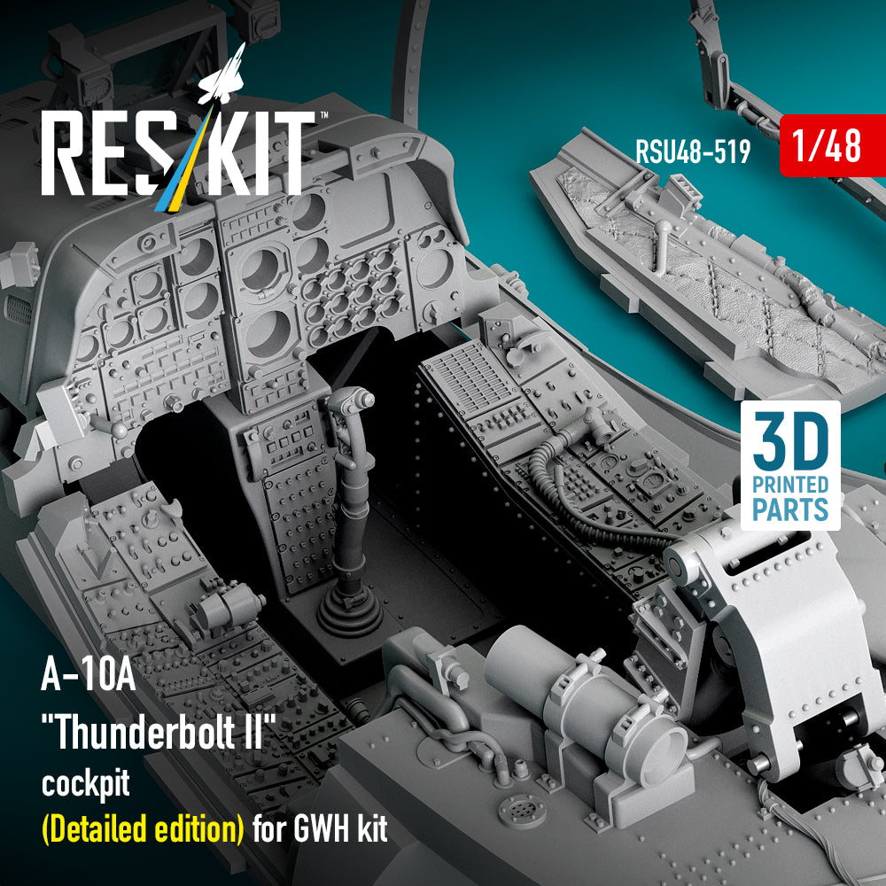 A-10A Thunderbolt II cockpit (Detailed edition) for GWH kit (3D Printed) Scale 1:48 ResKit RSU48-0519