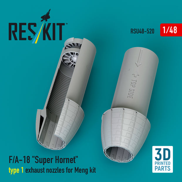 F/A-18 Super Hornet type 1 exhaust nozzles for Meng kit (3D Printed) Scale 1:48 ResKit RSU48-0520