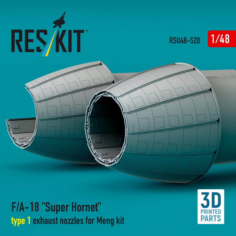 F/A-18 Super Hornet type 1 exhaust nozzles for Meng kit (3D Printed) Scale 1:48 ResKit RSU48-0520