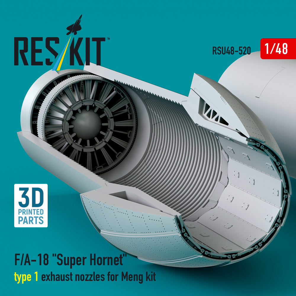 F/A-18 Super Hornet type 1 exhaust nozzles for Meng kit (3D Printed) Scale 1:48 ResKit RSU48-0520