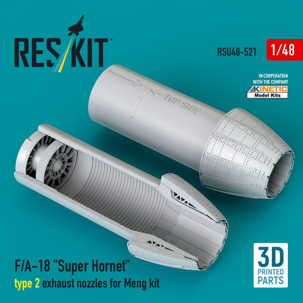 F/A-18 Super Hornet type 2 exhaust nozzles for Meng kit (3D Printed) Scale 1:48 ResKit RSU48-0521