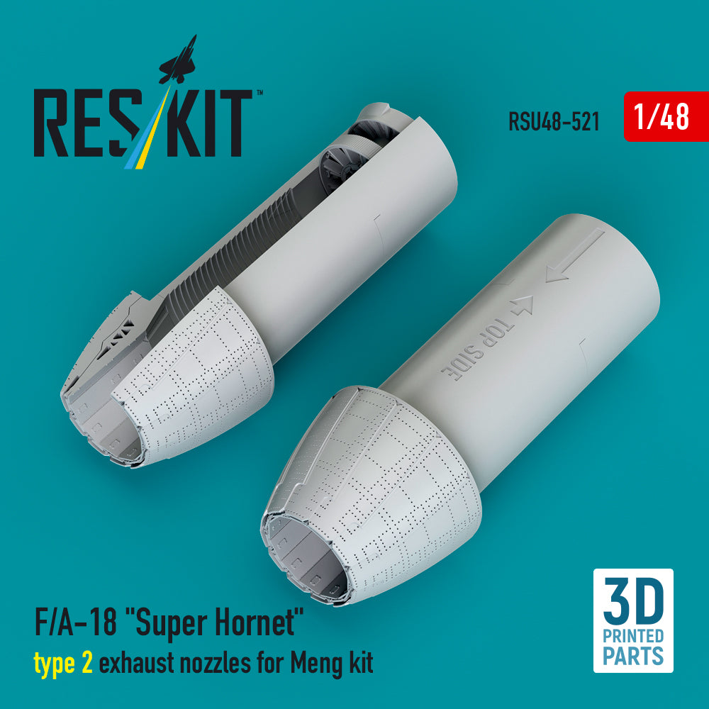 F/A-18 Super Hornet type 2 exhaust nozzles for Meng kit (3D Printed) Scale 1:48 ResKit RSU48-0521