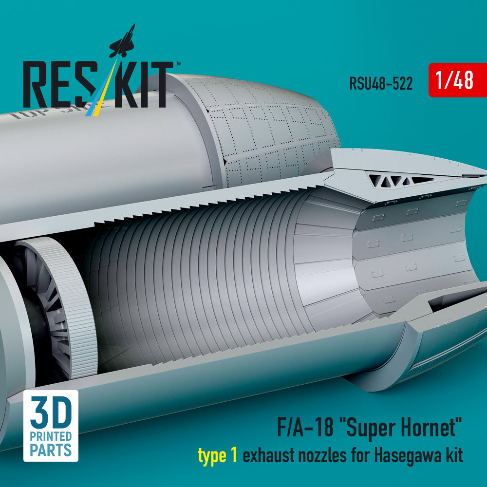 F/A-18 Super Hornet type 1 exhaust nozzles for Hasegawa kit (3D Printed) Scale 1:48 ResKit RSU48-0522