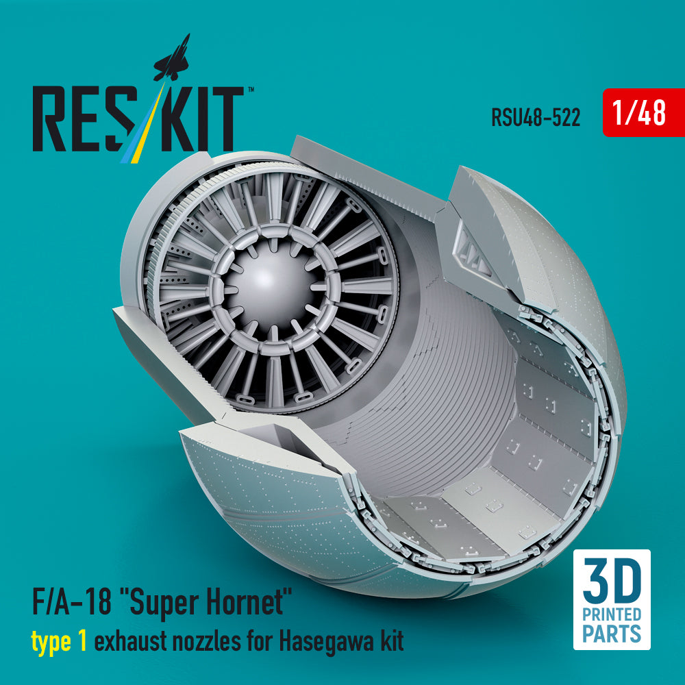 F/A-18 Super Hornet type 1 exhaust nozzles for Hasegawa kit (3D Printed) Scale 1:48 ResKit RSU48-0522