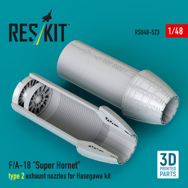 F/A-18 Super Hornet type 2 exhaust nozzles for Hasegawa kit (3D Printed) Scale 1:48 ResKit RSU48-0523