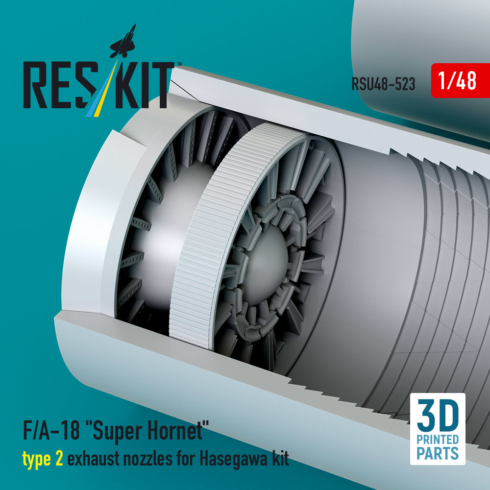 F/A-18 Super Hornet type 2 exhaust nozzles for Hasegawa kit (3D Printed) Scale 1:48 ResKit RSU48-0523