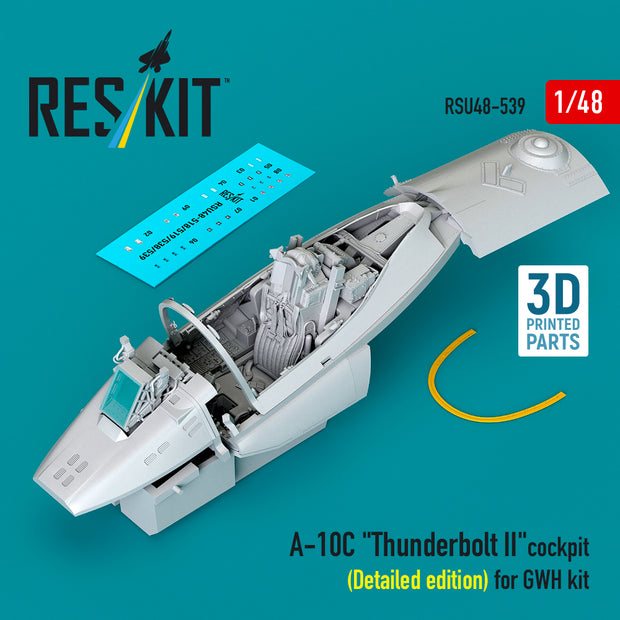 A-10C Thunderbolt II cockpit (Detailed edition) for GWH kit (3D Printed) Scale 1:48 ResKit RSU48-0539