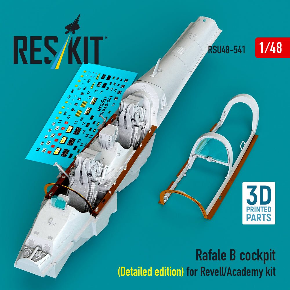 Rafale B cockpit cockpit (Detailed edition) for Revell/Academy kit (3D Printed) Scale 1:48 ResKit RSU48-0541