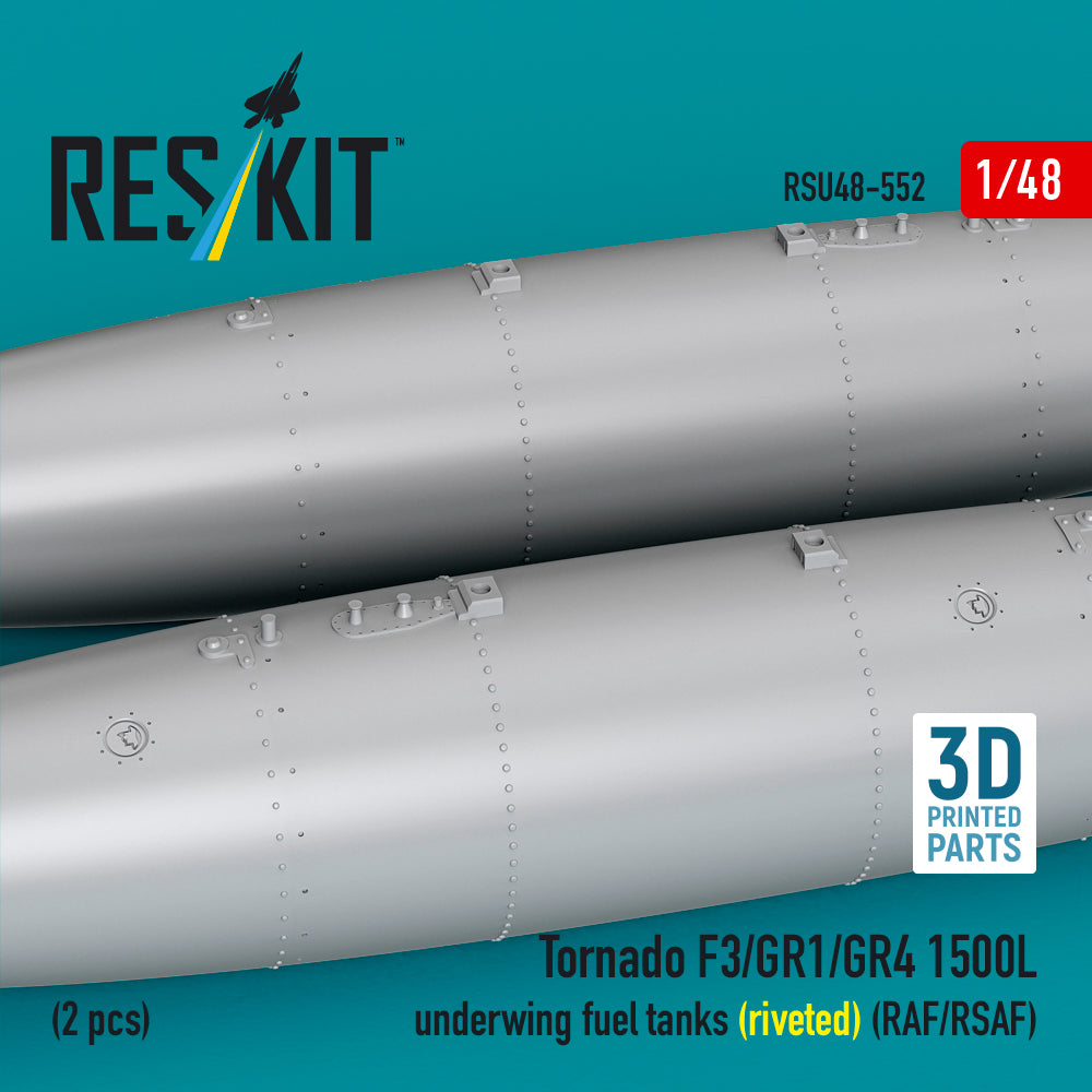 Tornado F3/GR1/GR4 1500L underwing fuel tanks (riveted) (RAF/RSAF) (2 pcs) (3D Printed) Scale 1:48 ResKit RSU48-0552