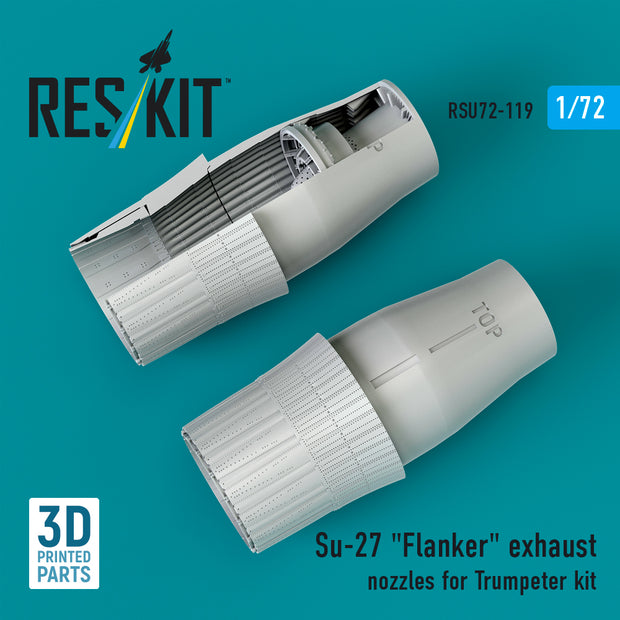 Su-27 Flanker exhaust nozzles for Trumpeter kit (3D Printed) Scale 1:72 ResKit RSU72-0119