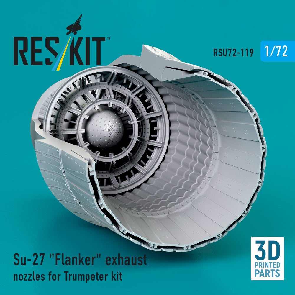 Su-27 Flanker exhaust nozzles for Trumpeter kit (3D Printed) Scale 1:72 ResKit RSU72-0119