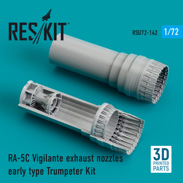 North American RA-5C Vigilante Exhaust Nozzles early type for Trumpeter kit (3D Printed) Scale 1:72 ResKit RSU72-0142 for Aircraft Model Kit