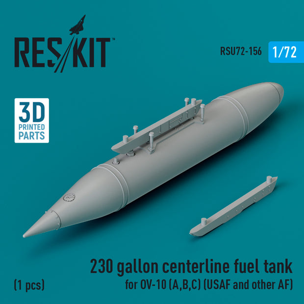 230 Gallon Centerline Fuel Tank for OV-10 (A,B,C) (USAF and other AF) (1 pcs) (3D Printed) Scale 1:72 ResKit RSU72-0156 for Aircraft Model Kit