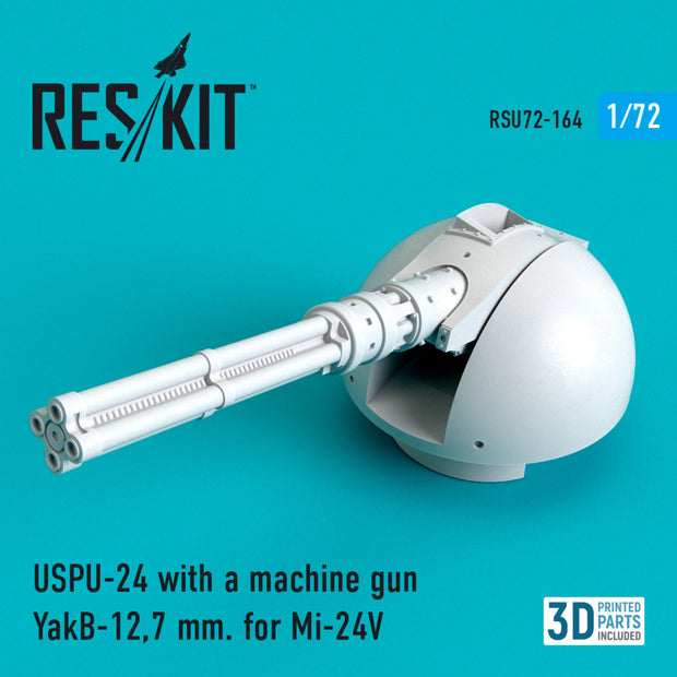USPU-24 with a Machine Gun YakB-12,7 mm for Mil Mi-24V Scale 1:72 ResKit RSU72-0164 for Helicopters Model Kit