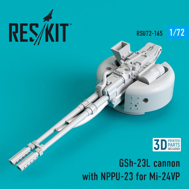 GSh-23L cannon with NPPU-23 for Mil Mi-24VP Scale 1:72 ResKit RSU72-0165 for Helicopters Model Kit