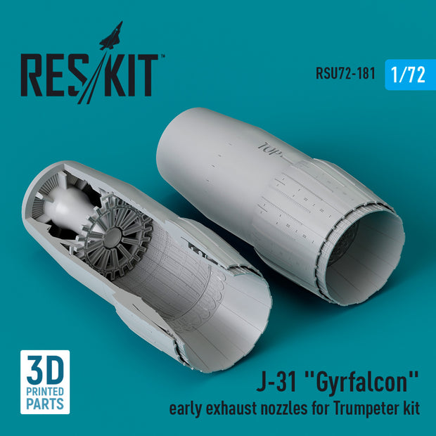 Shenyang J-31 Gyrfalcon early Exhaust Nozzles for Trumpeter kit (3D Printed) Scale 1:72 ResKit RSU72-0181 for Aircraft Model Kit
