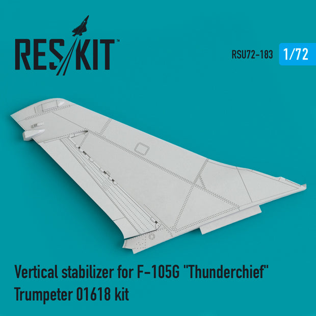 Vertical Stabilizer for Republic F-105G Thunderchief Trumpeter 01618 kit Scale 1:72 ResKit RSU72-0183 for Aircraft Model Kit
