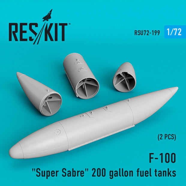 North American F-100 Super Sabre 200 Gallon Fuel Tanks Scale 1:72 ResKit RSU72-0199 for Aircraft Model Kit