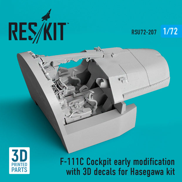 F-111C Cockpit early modification with 3D Decals for Hasegawa kit (3D Printed) Scale 1:72 ResKit RSU72-0207 for Aircraft Model Kit