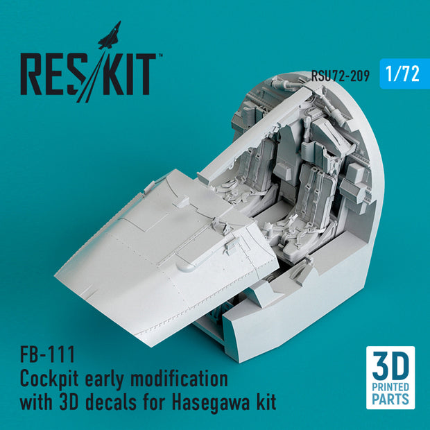 FB-111 Cockpit early modification with 3D Decals for Hasegawa kit (3D Printed) Scale 1:72 ResKit RSU72-0209 for Aircraft Model Kit