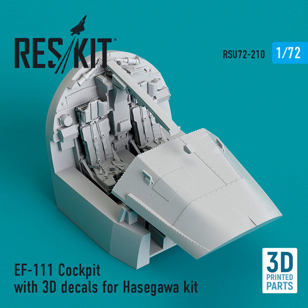 EF-111 Cockpit with 3D Decals for Hasegawa kit (3D Printed) Scale 1:72 ResKit RSU72-0210 for Aircraft Model Kit