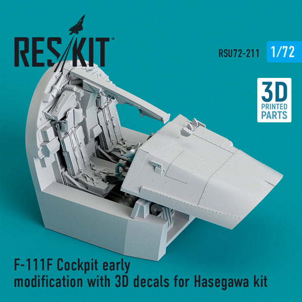 F-111F Cockpit early modification with 3D Decals for Hasegawa kit (3D Printed) Scale 1:72 ResKit RSU72-0211 for Aircraft Model Kit
