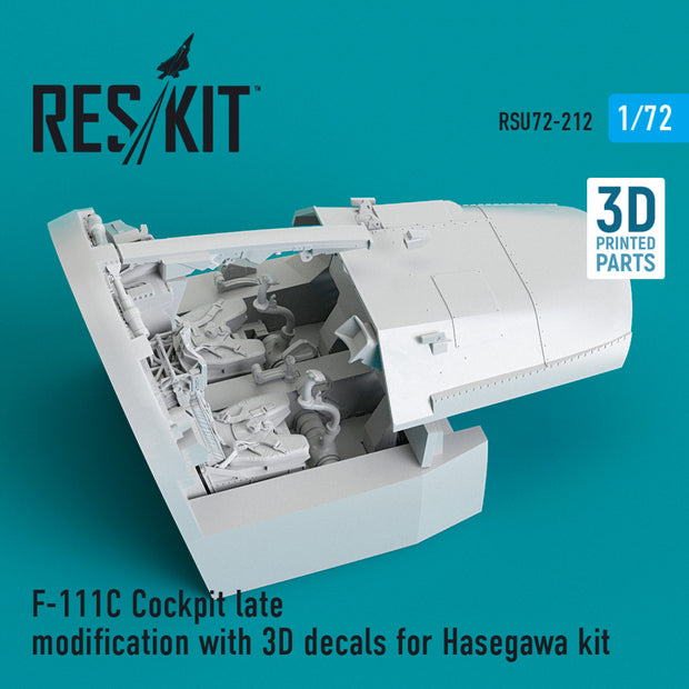 F-111C Cockpit late modification with 3D Decals for Hasegawa kit (3D Printed) Scale 1:72 ResKit RSU72-0212 for Aircraft Model Kit