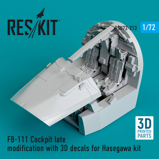 FB-111 Cockpit late modification with 3D Decals for Hasegawa kit (3D Printed) Scale 1:72 ResKit RSU72-0213 for Aircraft Model Kit