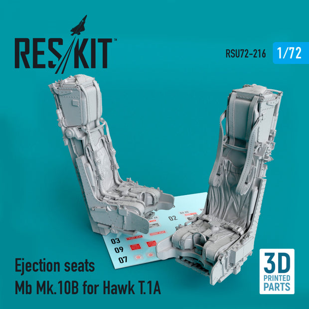 Ejection Seats Mb Mk.10B for Hawk T.1A (3D Printing) Scale 1:72 ResKit RSU72-0216 for Aircraft Model Kit