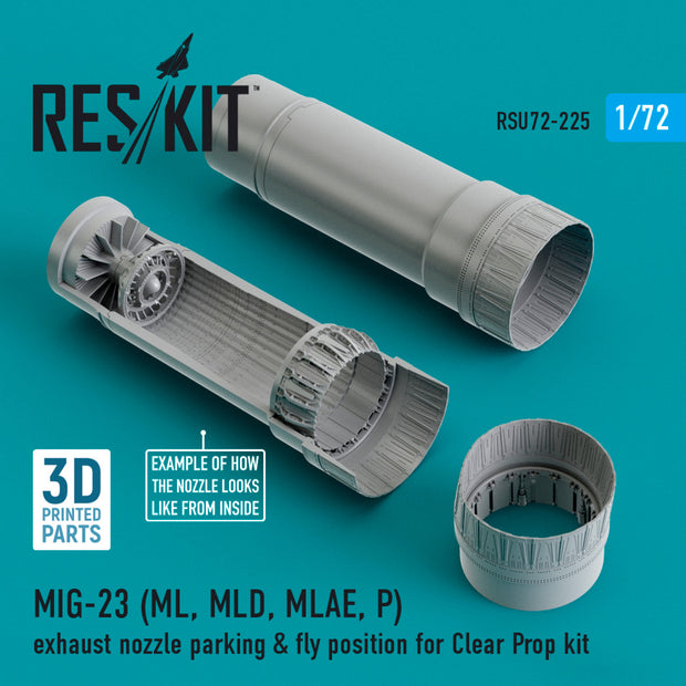 MIG-23 (ML, MLD, MLAE, P) Exhaust Nozzle parking & fly position for Clear Prop kit (3D Printing) Scale 1:72 ResKit RSU72-0225 for Aircraft Model Kit