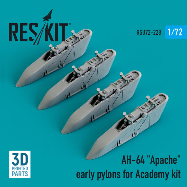AH-64 Apache early Pylons for Academy kit (3D Printed)
 Scale 1:72 ResKit RSU72-0228 for Helicopters Model Kit