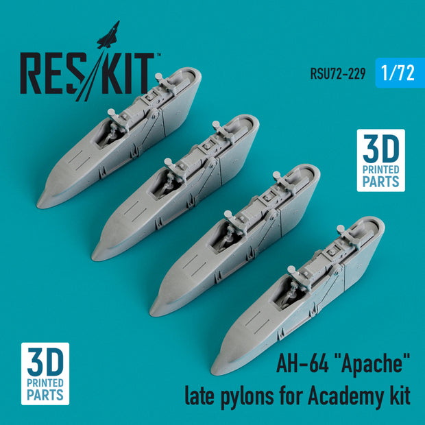 AH-64 Apache late Pylons for Academy kit (3D Printing) Scale 1:72 ResKit RSU72-0229 for Helicopters Model Kit