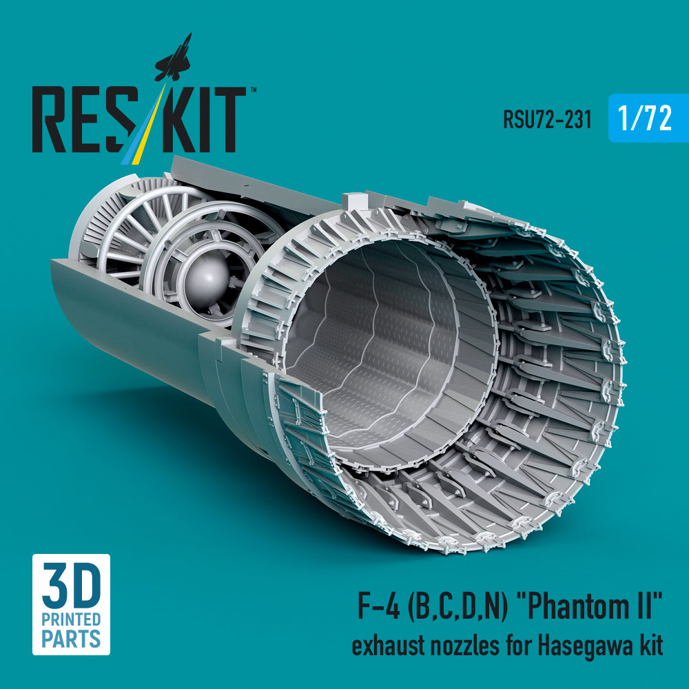 McDonnell Douglas F-4 (B, C, D, N) Phantom II Exhaust Nozzles for Hasegawa kit (3D Printed) Scale 1:72 ResKit RSU72-0231 for Aircraft Model Kit