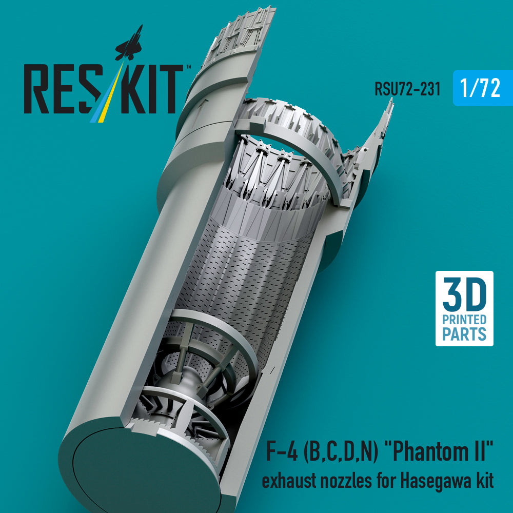 McDonnell Douglas F-4 (B, C, D, N) Phantom II Exhaust Nozzles for Hasegawa kit (3D Printed) Scale 1:72 ResKit RSU72-0231 for Aircraft Model Kit