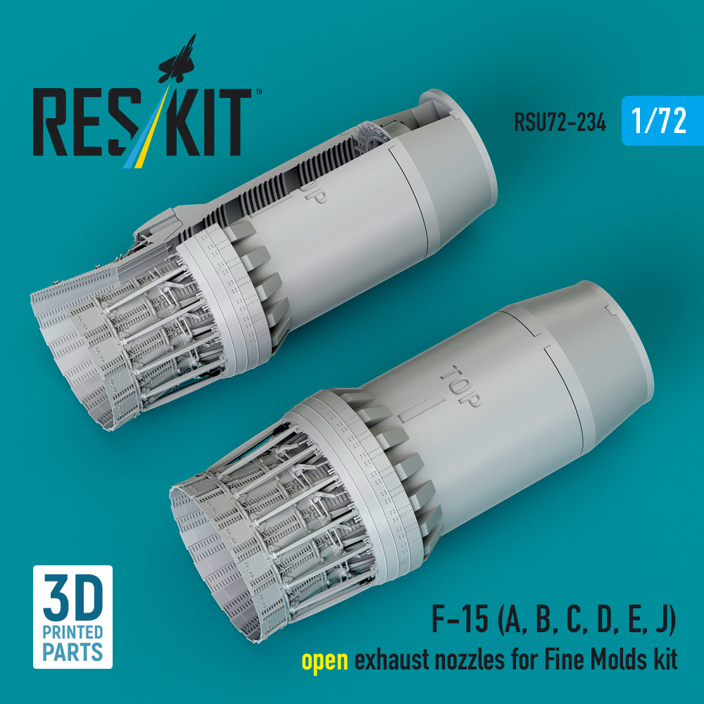 F-15 (A, B, C, D, E, J) open exhaust nozzles for Fine Molds kit (3D Printed) Scale 1:72 ResKit RSU72-0234