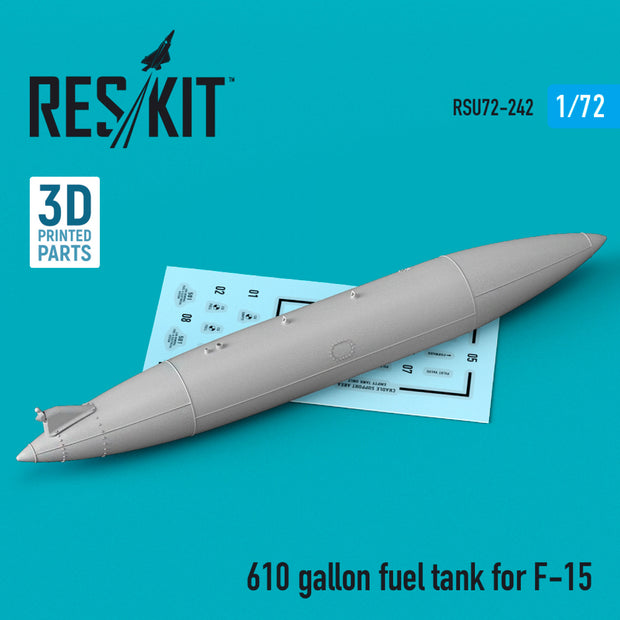 610 Gallon Fuel Tank for McDonnell Douglas F-15 (1 pcs) (3D printing) Scale 1:72 ResKit RSU72-0242 for Aircraft Model Kit