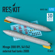 Dassault Mirage 2000 RPL 541/542 External Fuel Tanks 2000lt (2 pcs) (3D printing) Scale 1:72 ResKit RSU72-0246 for Aircraft Model Kit