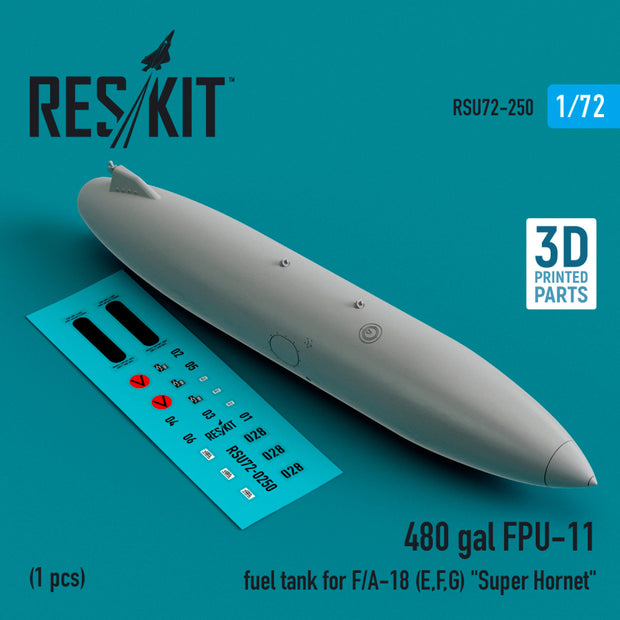 480 gallon FPU-11 Fuel Tank for F/A-18 (E,F,G) Super Hornet (1 pcs) (3D Printed) Scale 1:72 ResKit RSU72-0250 for Aircraft Model Kit