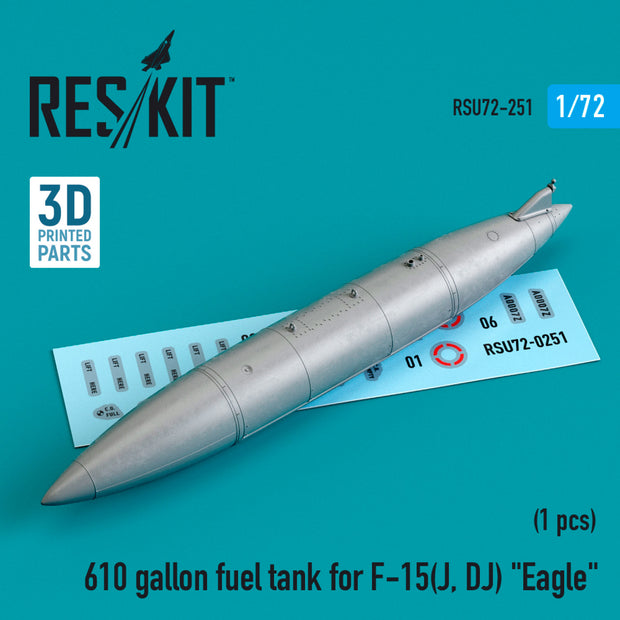 610 Gallon Fuel Tank for McDonnell Douglas F-15(J, DJ) Eagle (3D printing) Scale 1:72 ResKit RSU72-0251 for Aircraft Model Kit