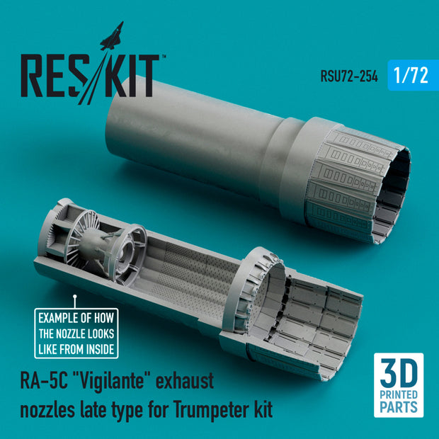 North American RA-5C Vigilante Exhaust Nozzles late type for Trumpeter kit (3D printing) Scale 1:72 ResKit RSU72-0254 for Aircraft Model Kit